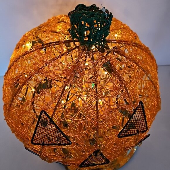 1970s Halloween Spun Spaghetti Lucite Plastic Pumpkin Jack O Lantern Read - Picture 3 of 14